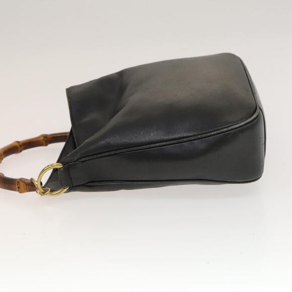GUCCI Bamboo Hand Bag Leather Black Gold 001 2113 001 2113 - Picture 5 of 12